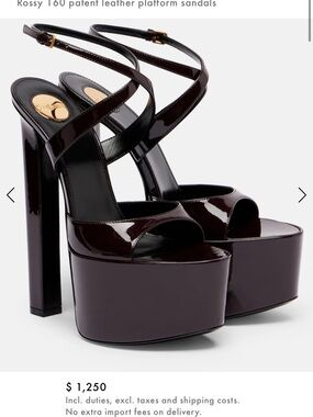 Yves Saint Laurent Patent Platform Sandals - Black/Brown